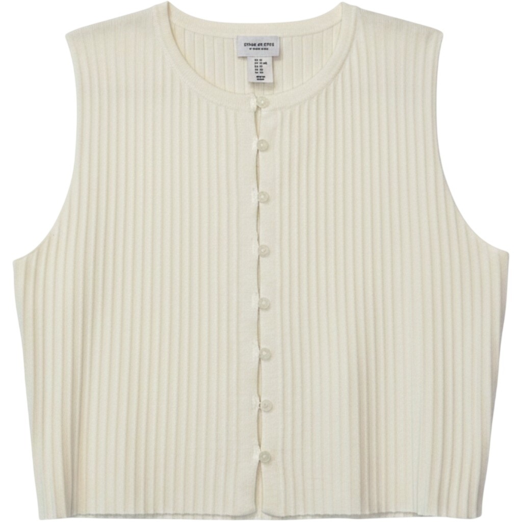 Song Of Style Ribbed Knit Cardigan Vest Button Front Off White Cream Xl New *